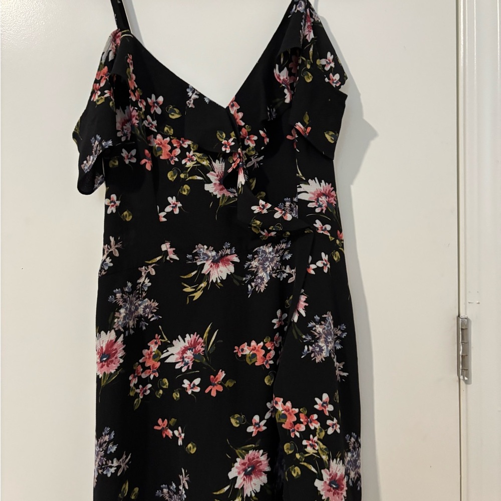 Iz Byer Black and Pink Asymmetrical Ruffled Maxi Dress - Picture 8 of 12